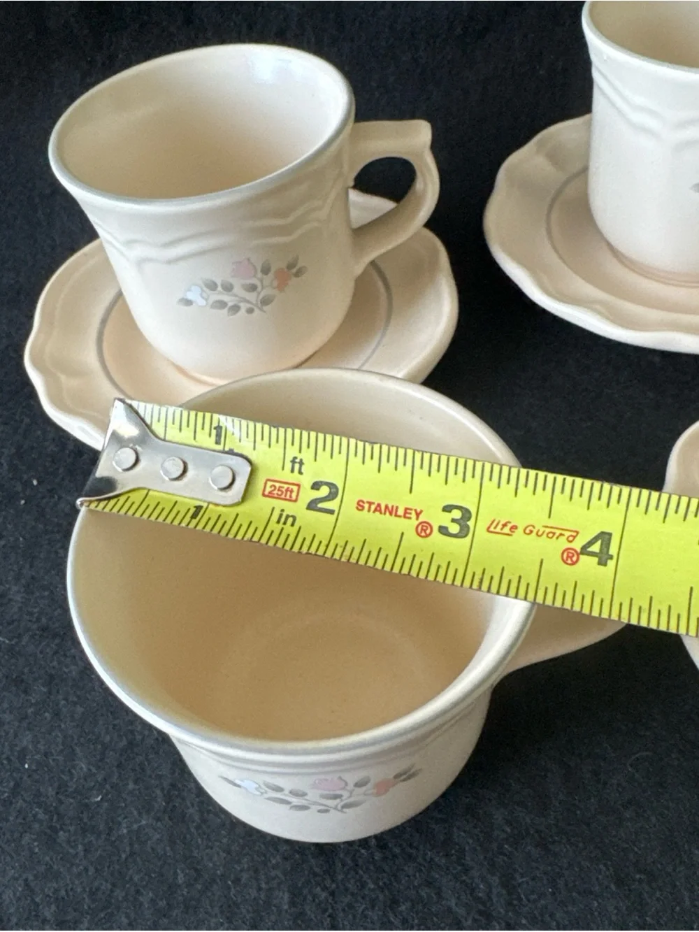 Vintage Pfaltzgraff Remembrance Set of 4 Tea Coffee Cup & Saucer Lot Stoneware